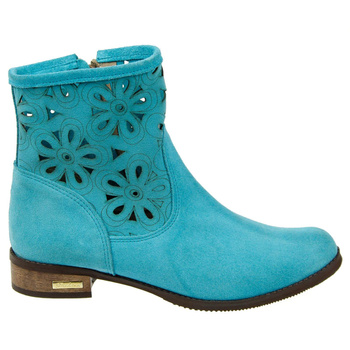 Botki Damskie na płaskim obcasie ażurowe