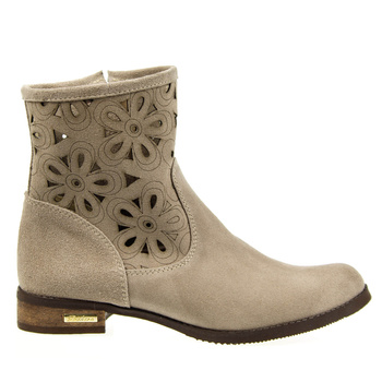 Botki Damskie na płaskim obcasie ażurowe