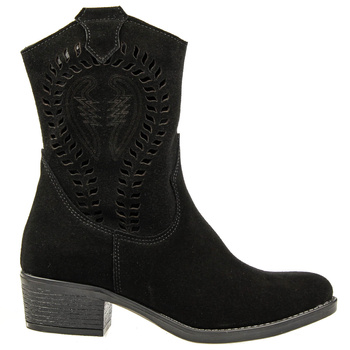 Damskie Botki Ażurowe Na Obcasie Ferro Czarne