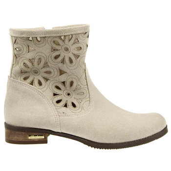 Botki Damskie na płaskim obcasie ażurowe