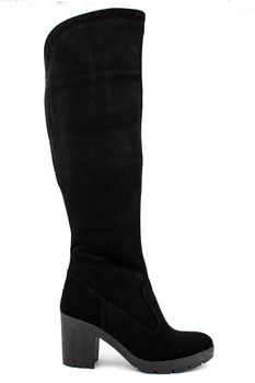 Skórzane Kozaki Ocieplane Zamsz